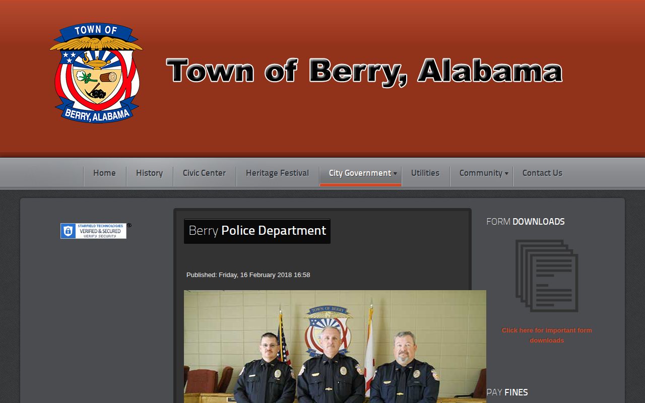Berry Police Department official source for Fayette County arrest and booking-record routing