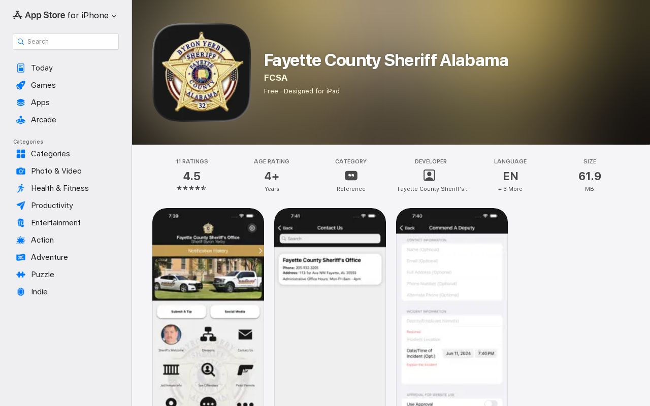 Fayette County Sheriff official warrant tip and inmate app listing