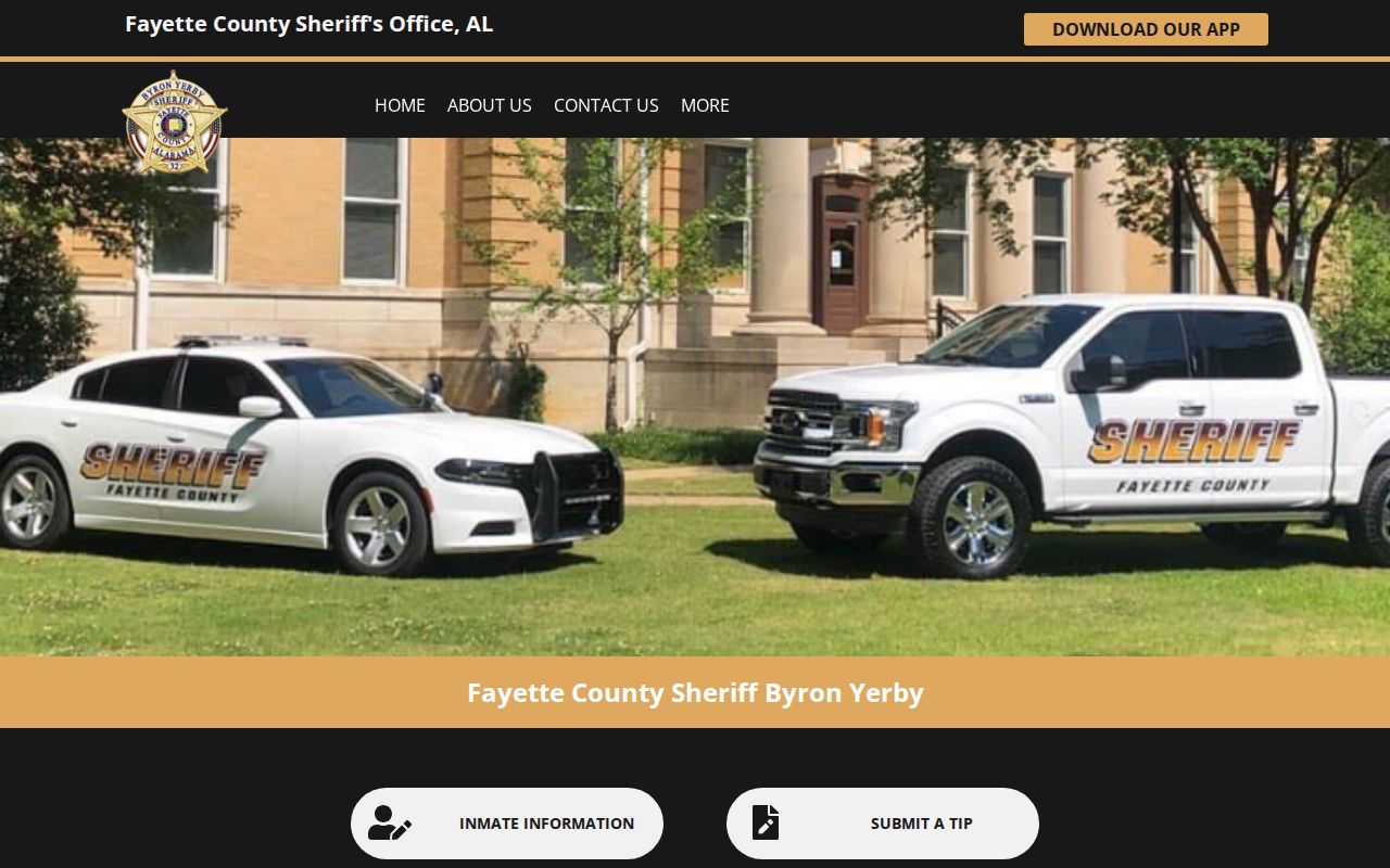 Fayette County Sheriff official inmate alerts and app landing page